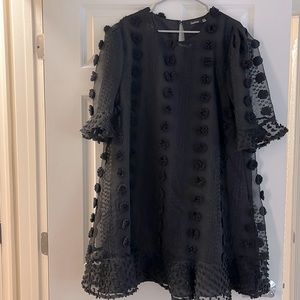 Black pom pom dress